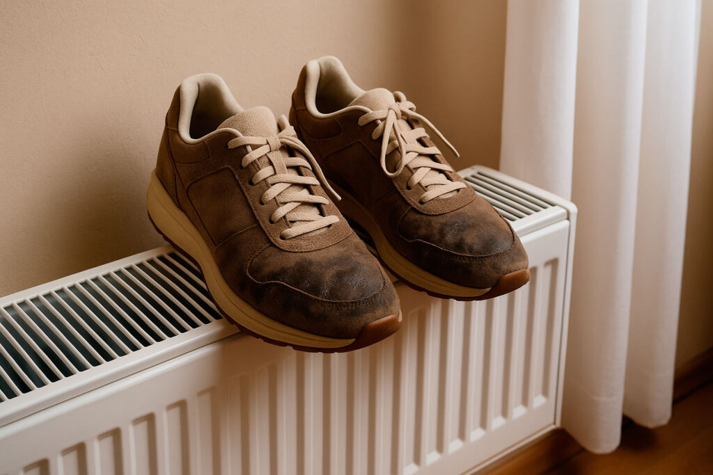 can you dry your shoes on the radiator